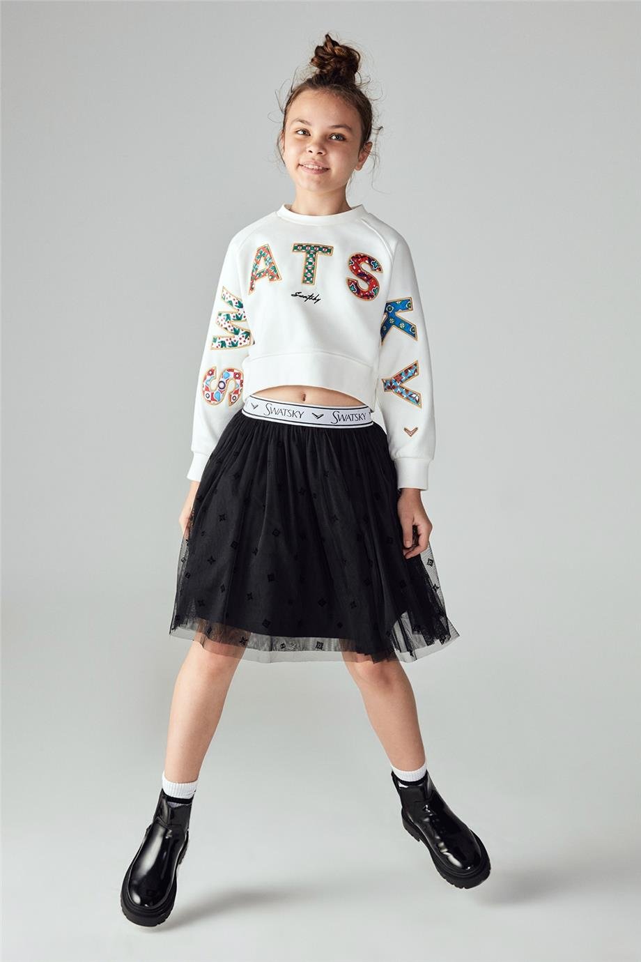 Swatsky Kız Çocuk Beyaz Sweatshirt