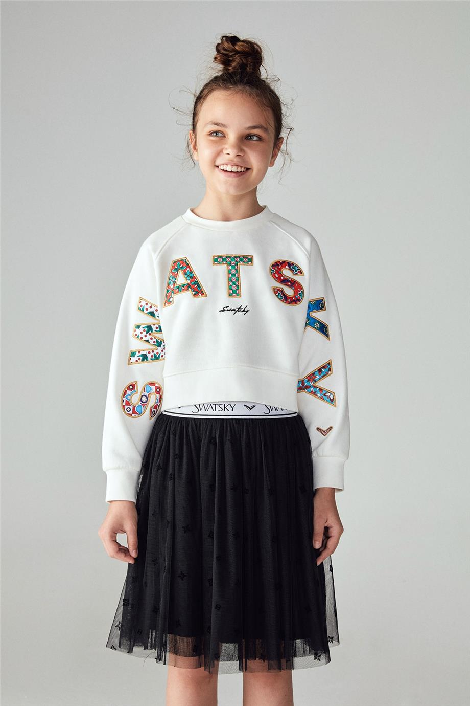 Swatsky Kız Çocuk Beyaz Sweatshirt