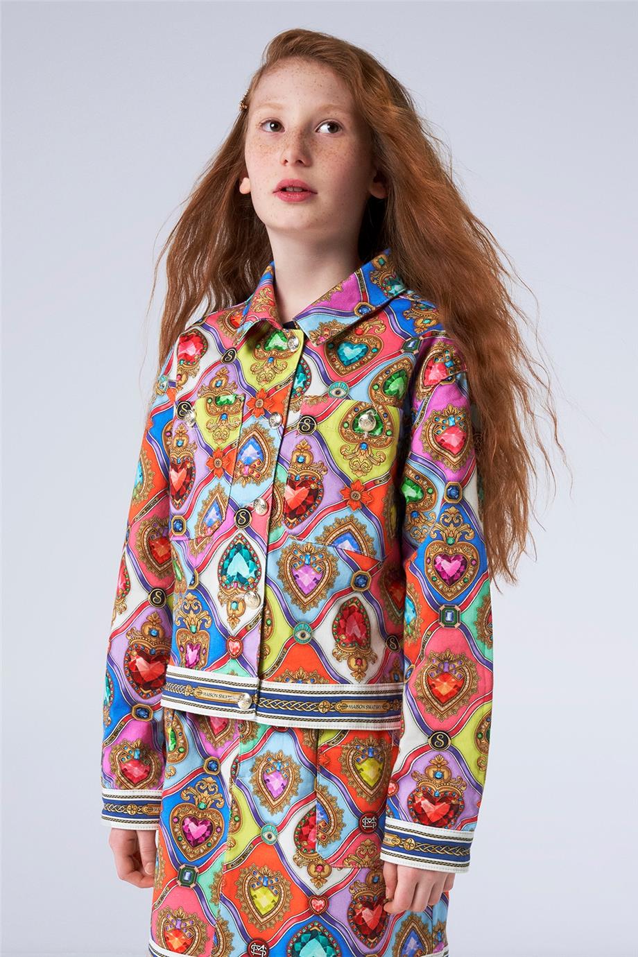 Swatsky Kız Çocuk Desenli Ceket