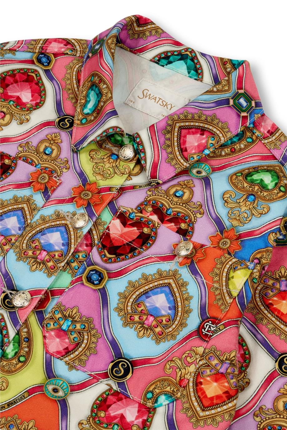 Swatsky Kız Çocuk Desenli Ceket