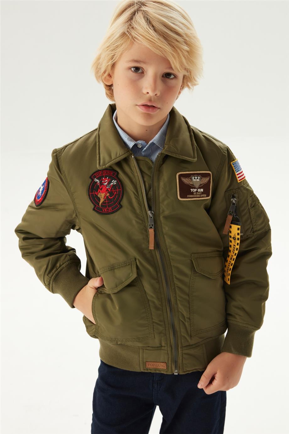 TOPGUN Erkek Çocuk Yeşil Mont