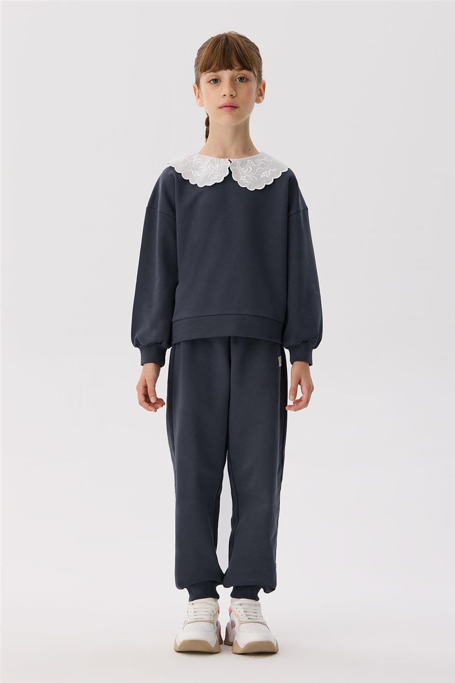 Tyess Basic Kız Çocuk Antrasit Sweatshirt