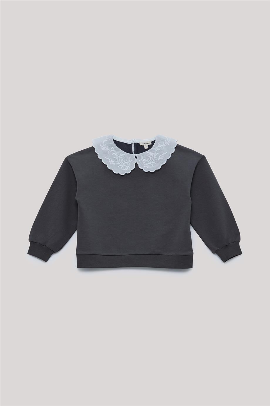 Tyess Basic Kız Çocuk Antrasit Sweatshirt