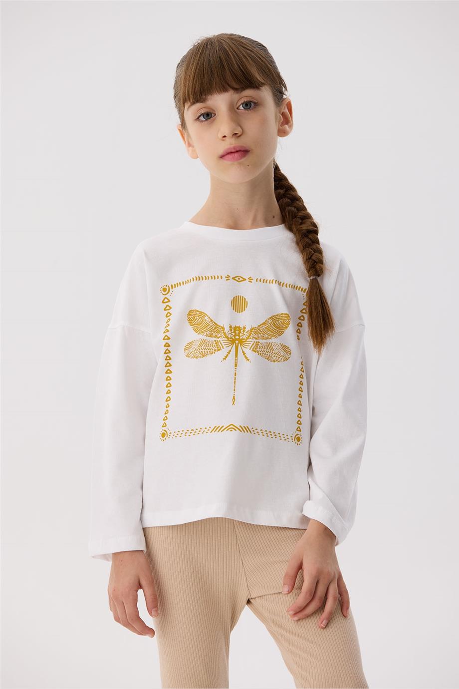 Tyess Basic Kız Çocuk Beyaz T-Shirt