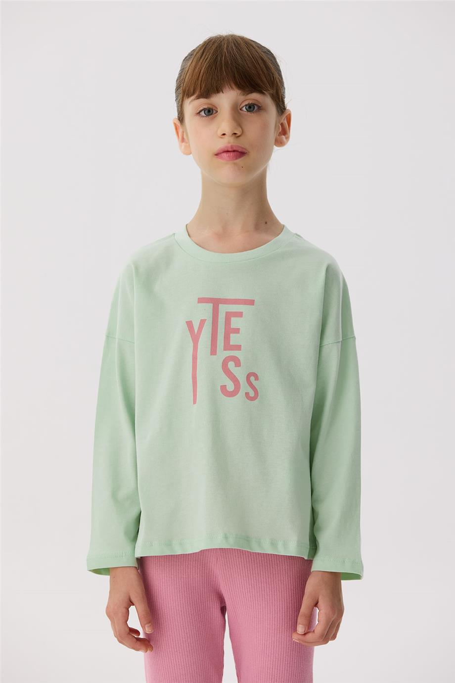 Tyess Basic Kız Çocuk Yeşil T-Shirt