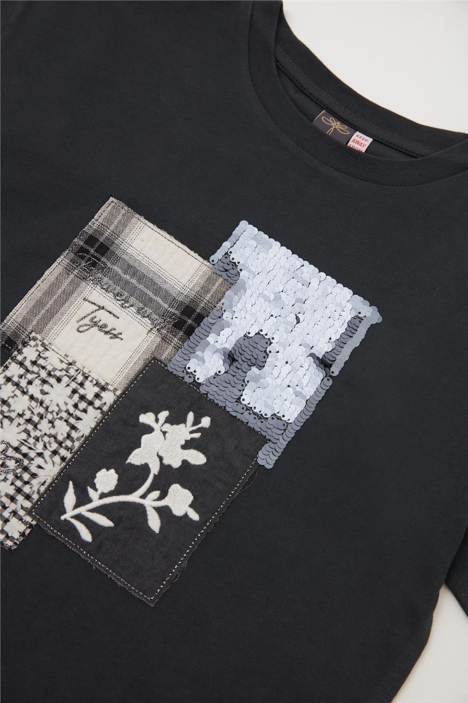 Tyess Kız Çocuk Antrasit T-Shirt