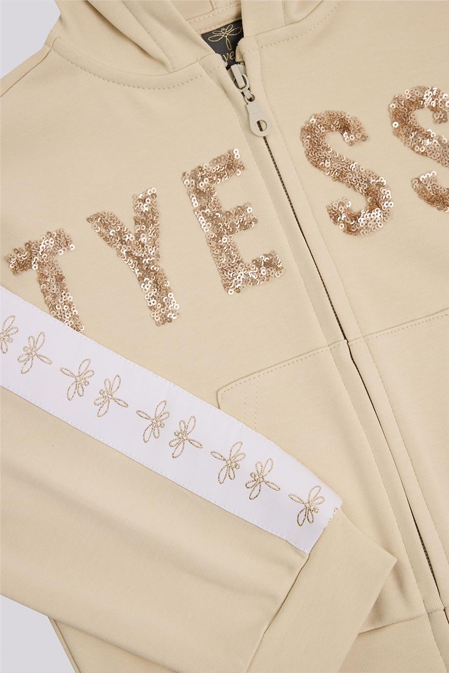 Tyess Girl Beige Tracksuit TopTyess Girl Beige Tracksuit Top