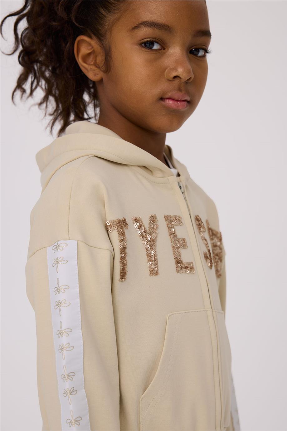 Tyess Girl Beige Tracksuit TopTyess Girl Beige Tracksuit Top