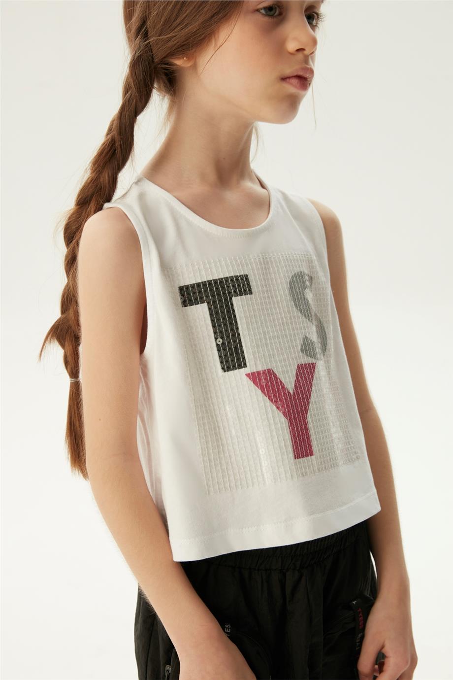 Tyess Kız Çocuk Beyaz Atlet