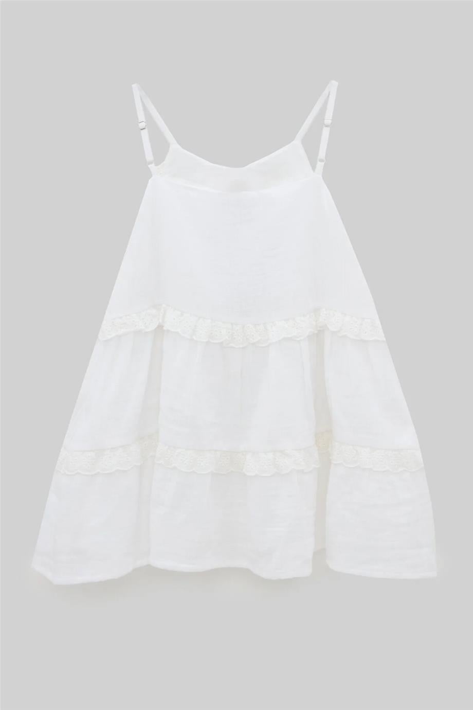 Tyess Kız Çocuk Beyaz Elbise