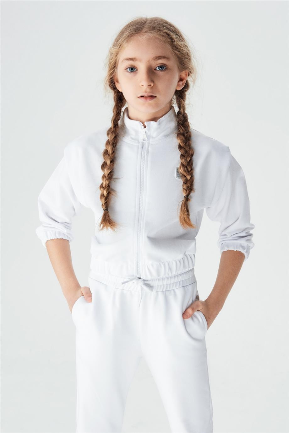 Tyess Kız Çocuk Beyaz Eşofman Altı