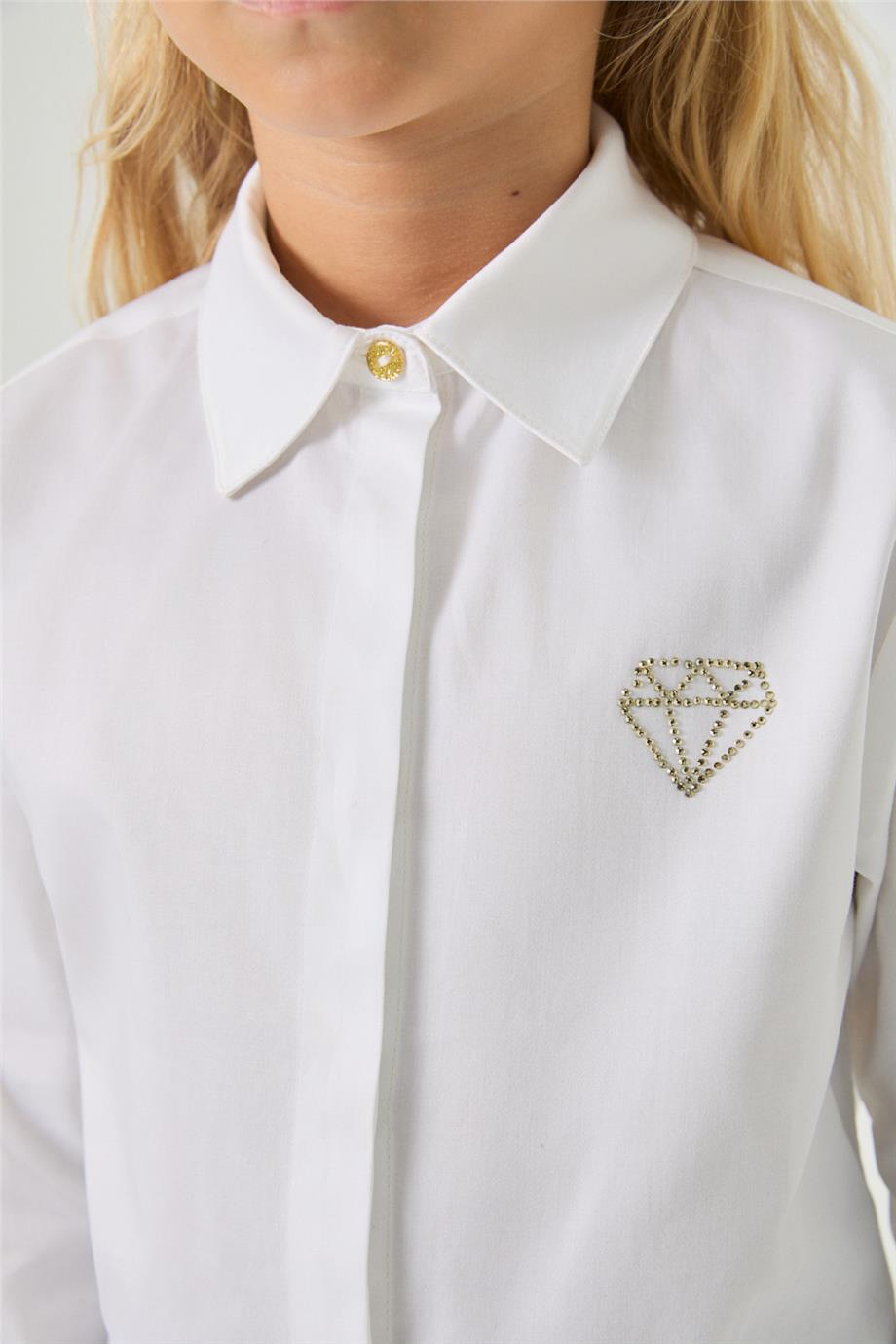 Tyess Kız Çocuk Beyaz GömlekTyess Kız Çocuk Beyaz Gömlek