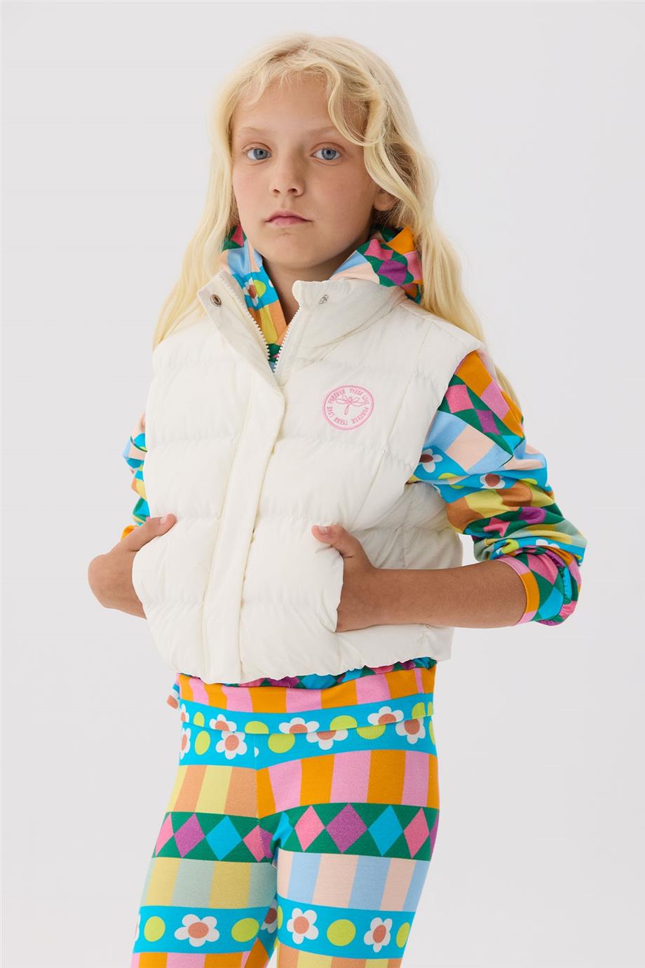 Tyess Kız Çocuk Beyaz Yelek