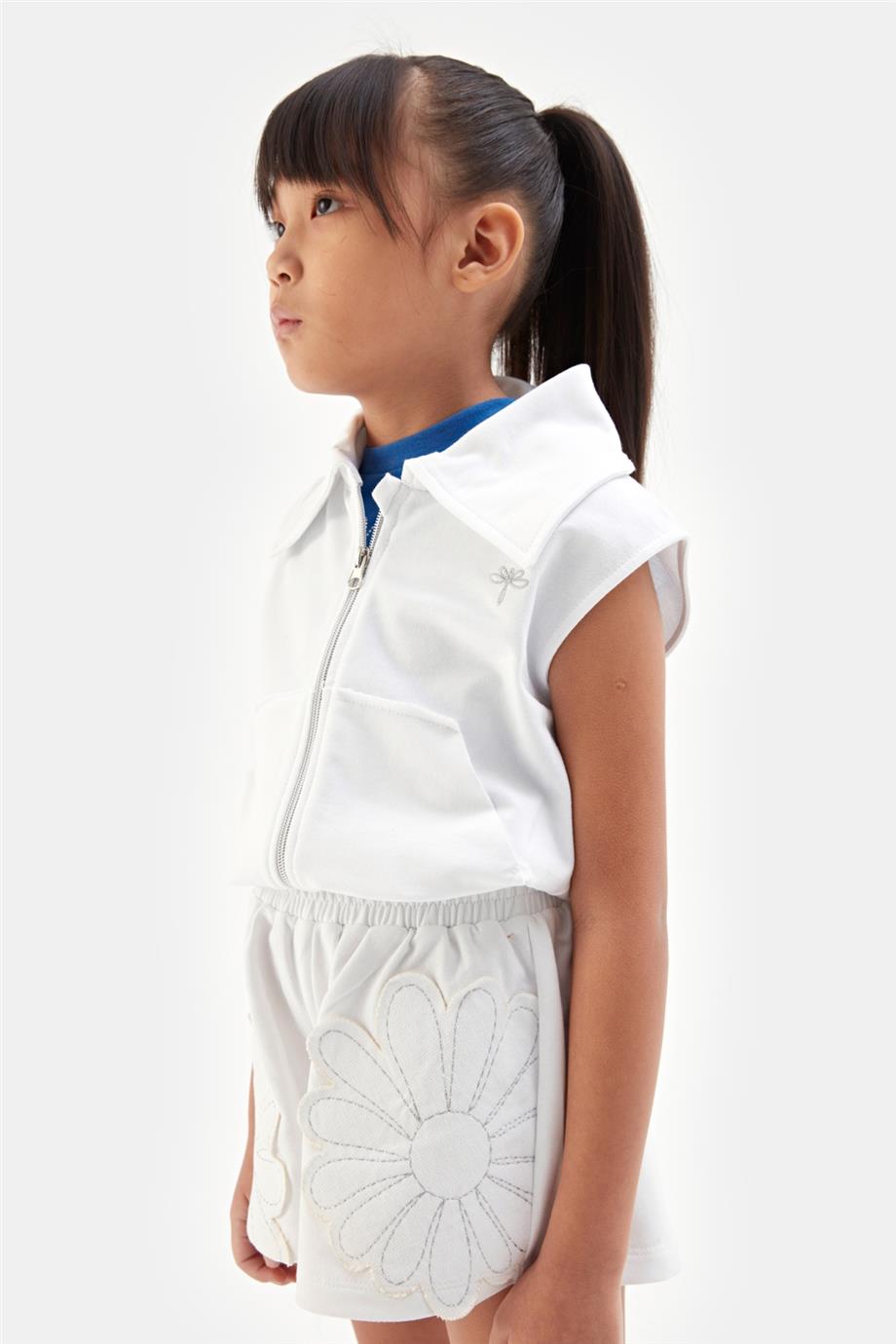 Tyess Kız Çocuk Beyaz Yelek