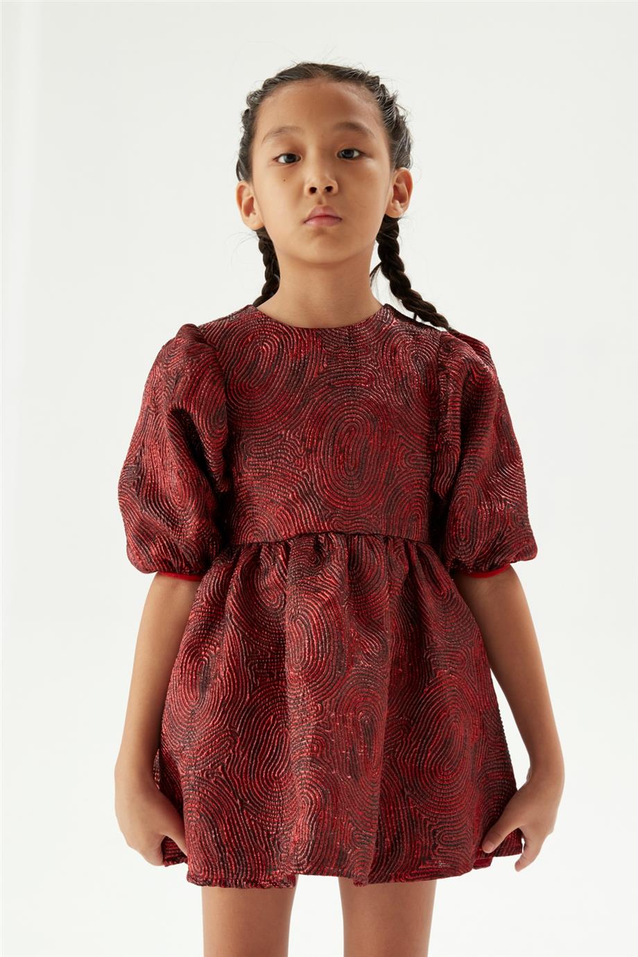 Tyess Kız Çocuk Bordo Elbise