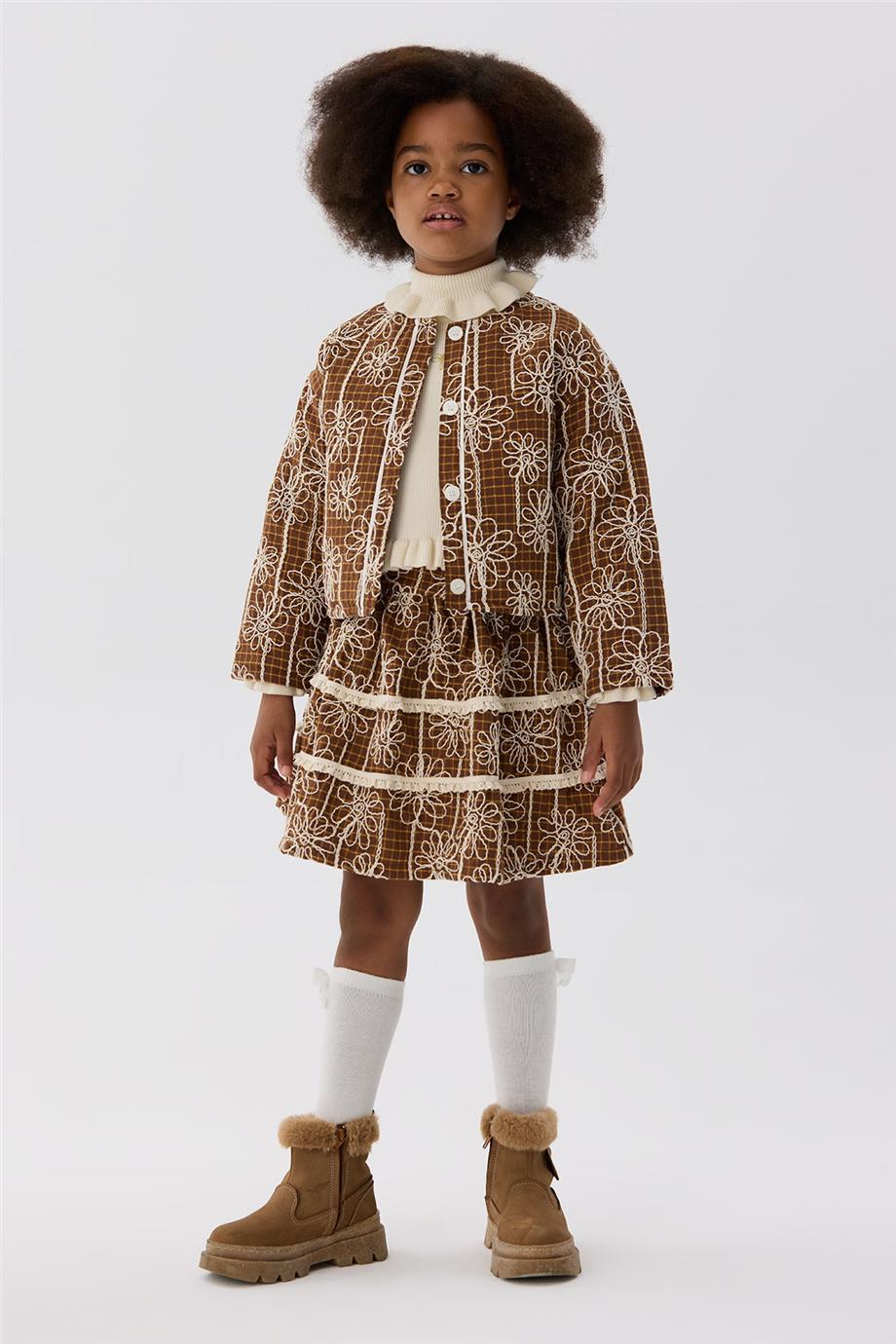 Tyess Kız Çocuk Desenli Ceket