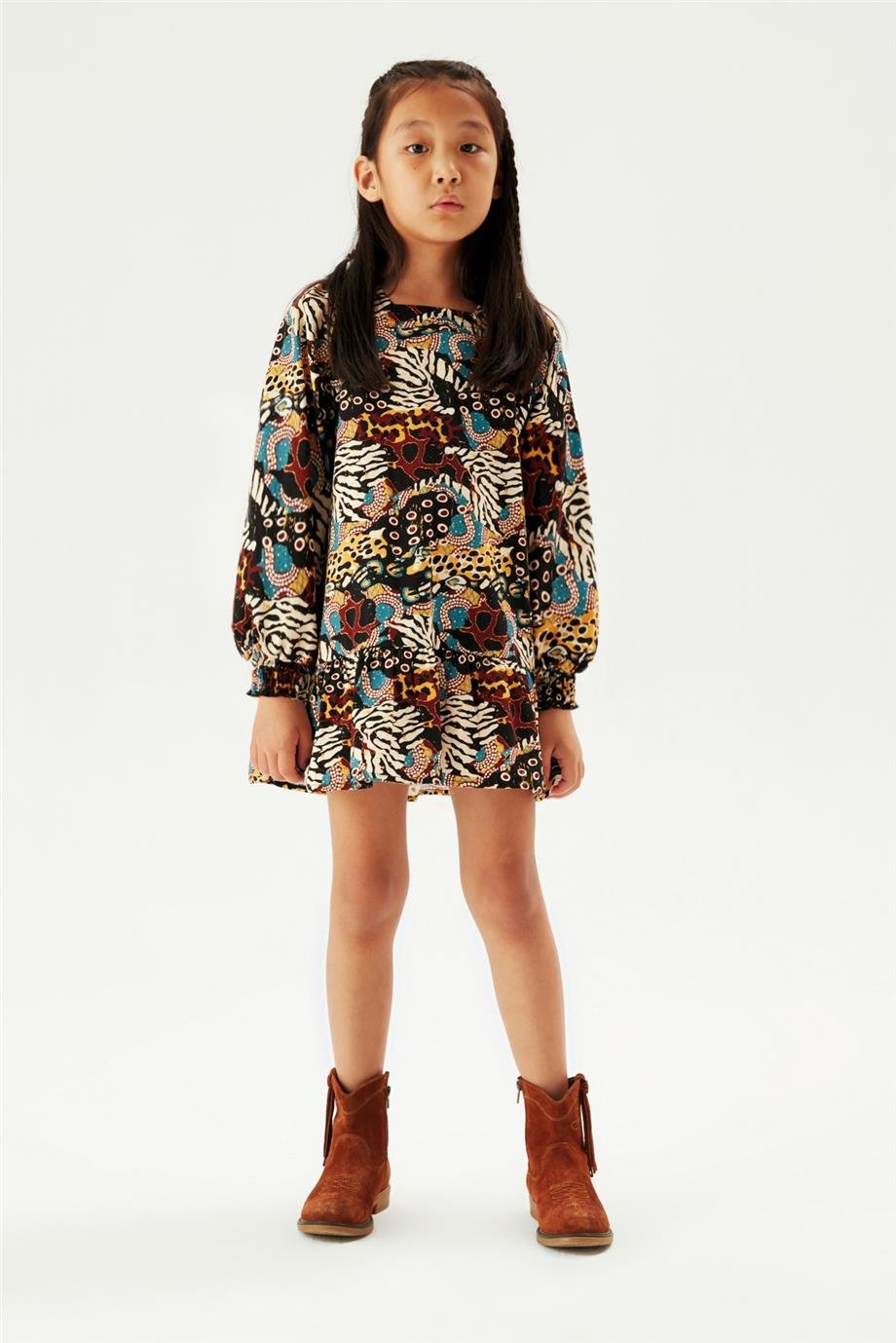 Tyess Kız Çocuk Desenli Elbise