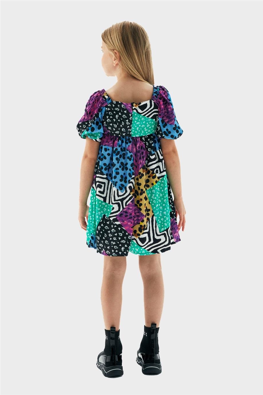 Tyess Kız Çocuk Desenli Elbise