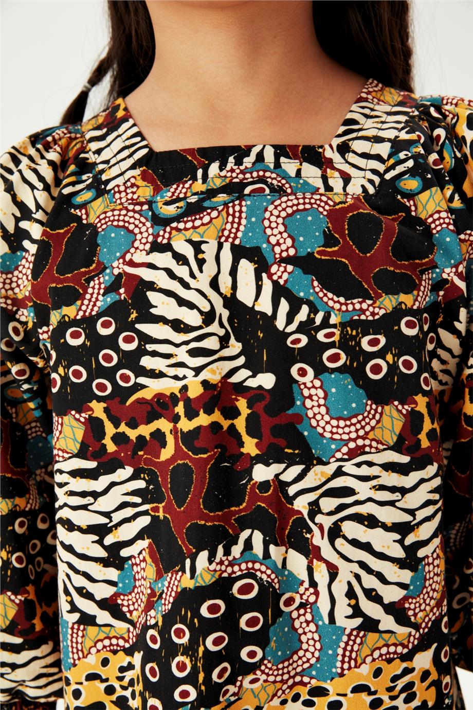 Tyess Kız Çocuk Desenli Elbise