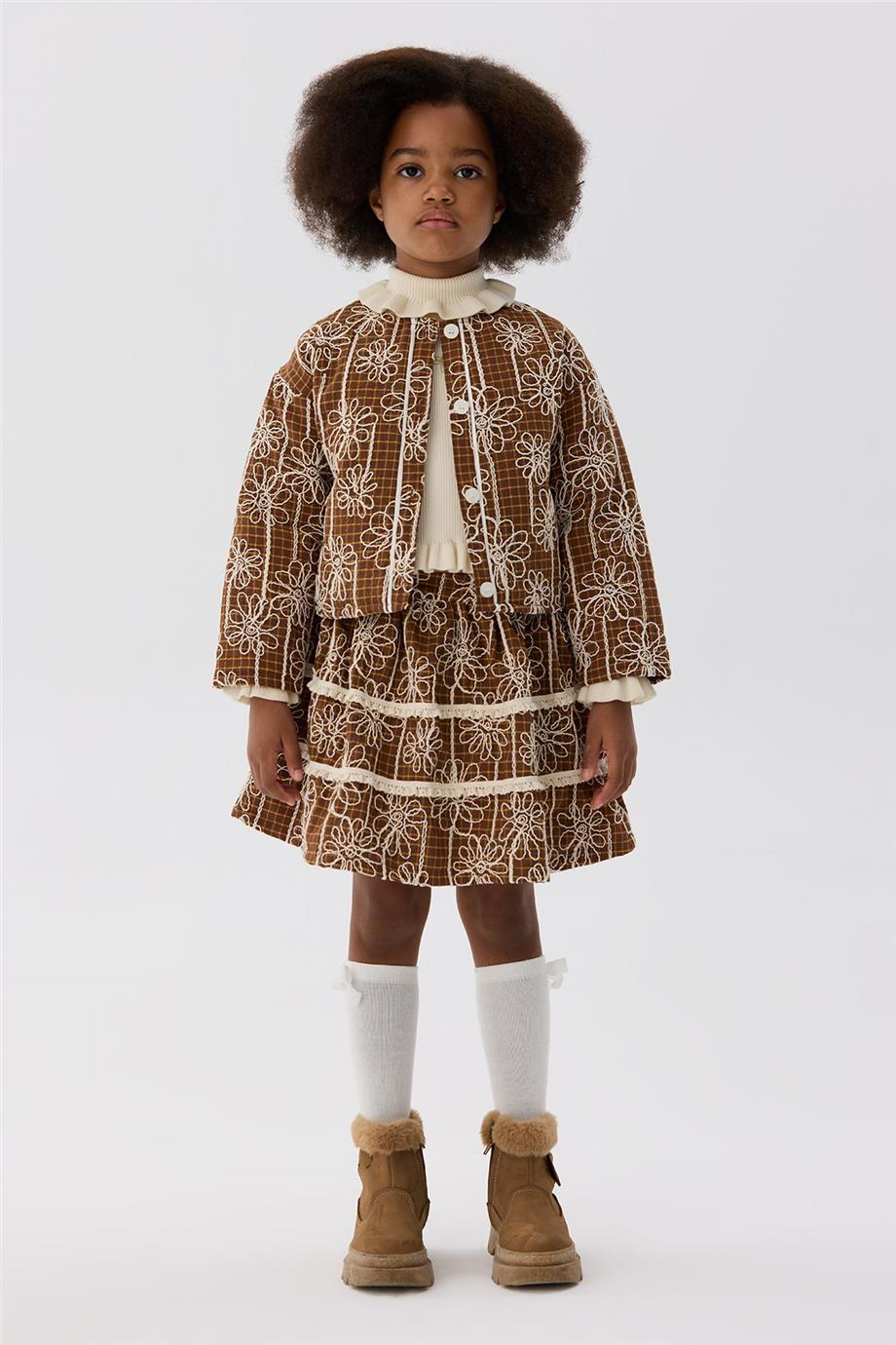 Tyess Kız Çocuk Desenli Etek