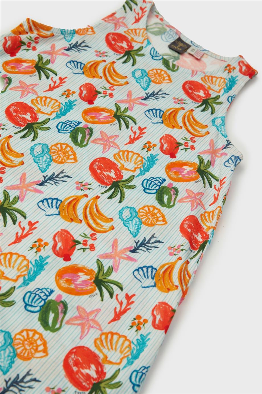 Tyess Kız Çocuk Desenli Pijama Elbise