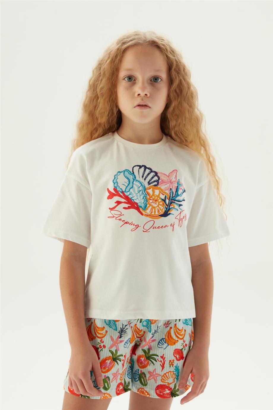 Tyess Kız Çocuk Desenli Pijama Takımı