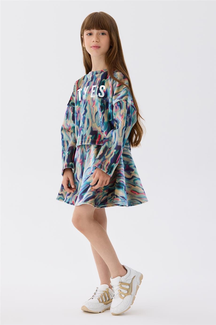 Tyess Kız Çocuk Desenli Sweatshirt