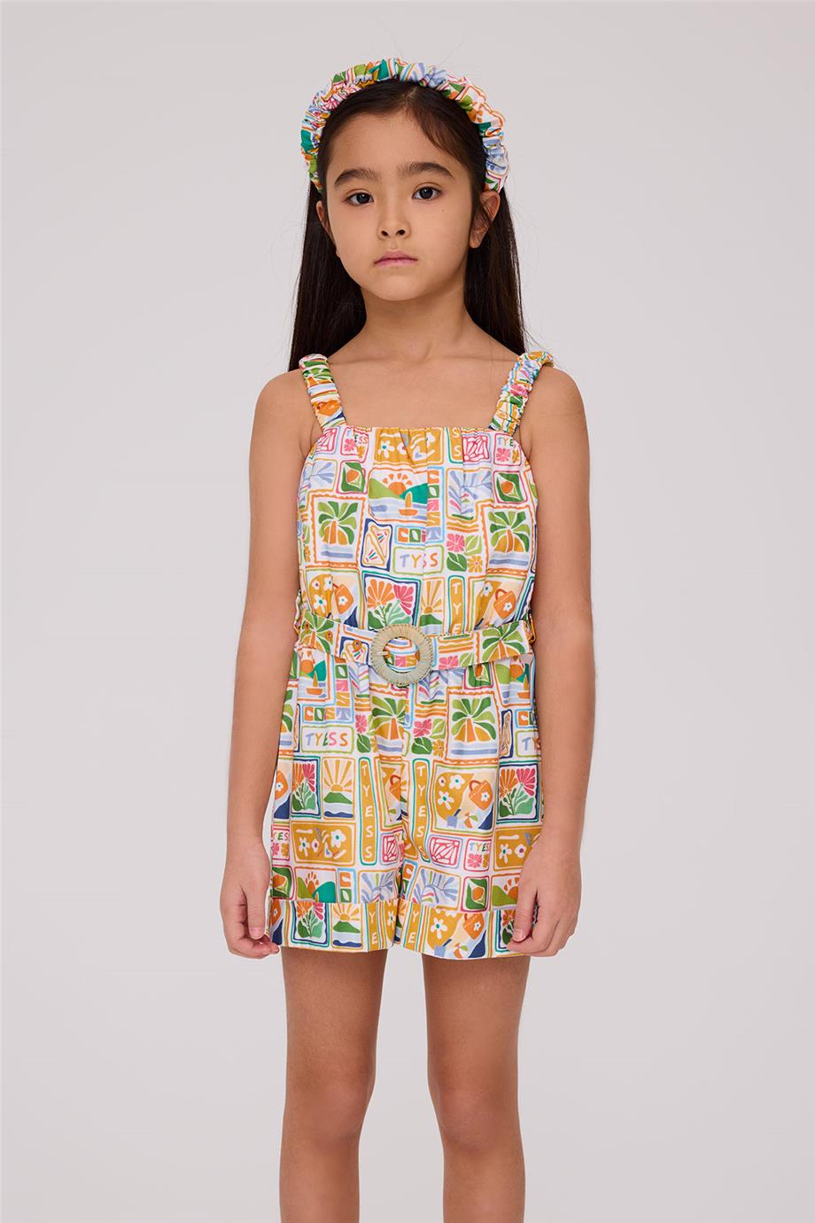 Tyess Kız Çocuk Desenli TulumTyess Kız Çocuk Desenli Tulum