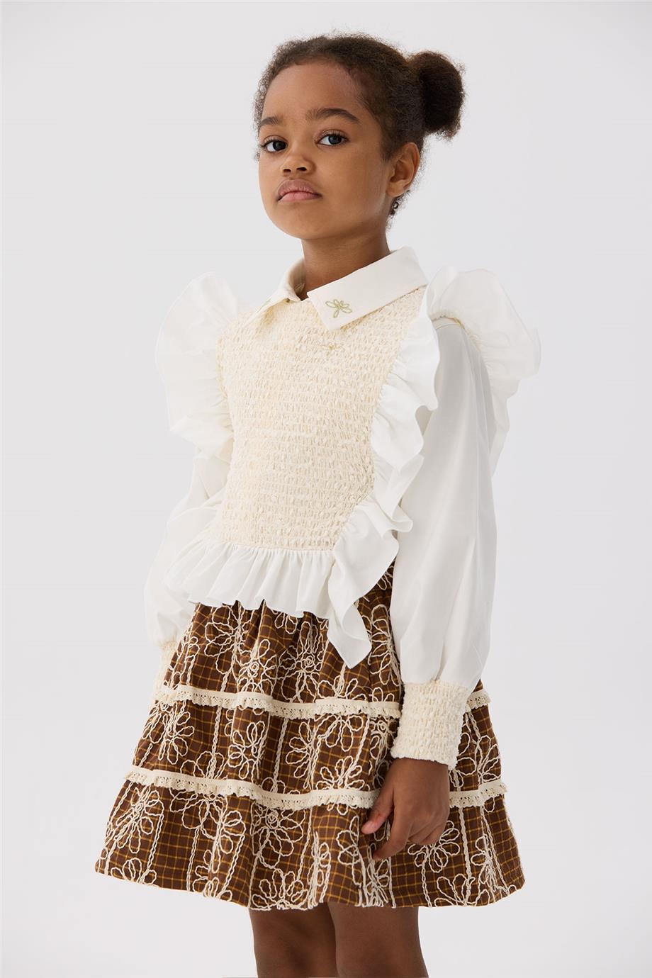 Tyess Kız Çocuk Ekru Bluz