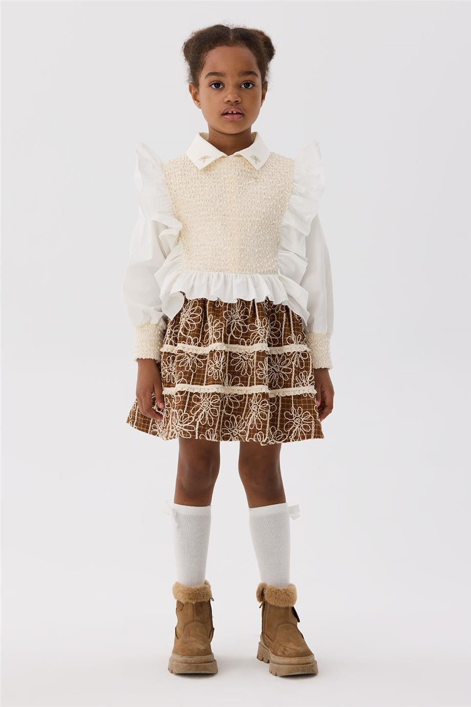 Tyess Kız Çocuk Ekru Bluz