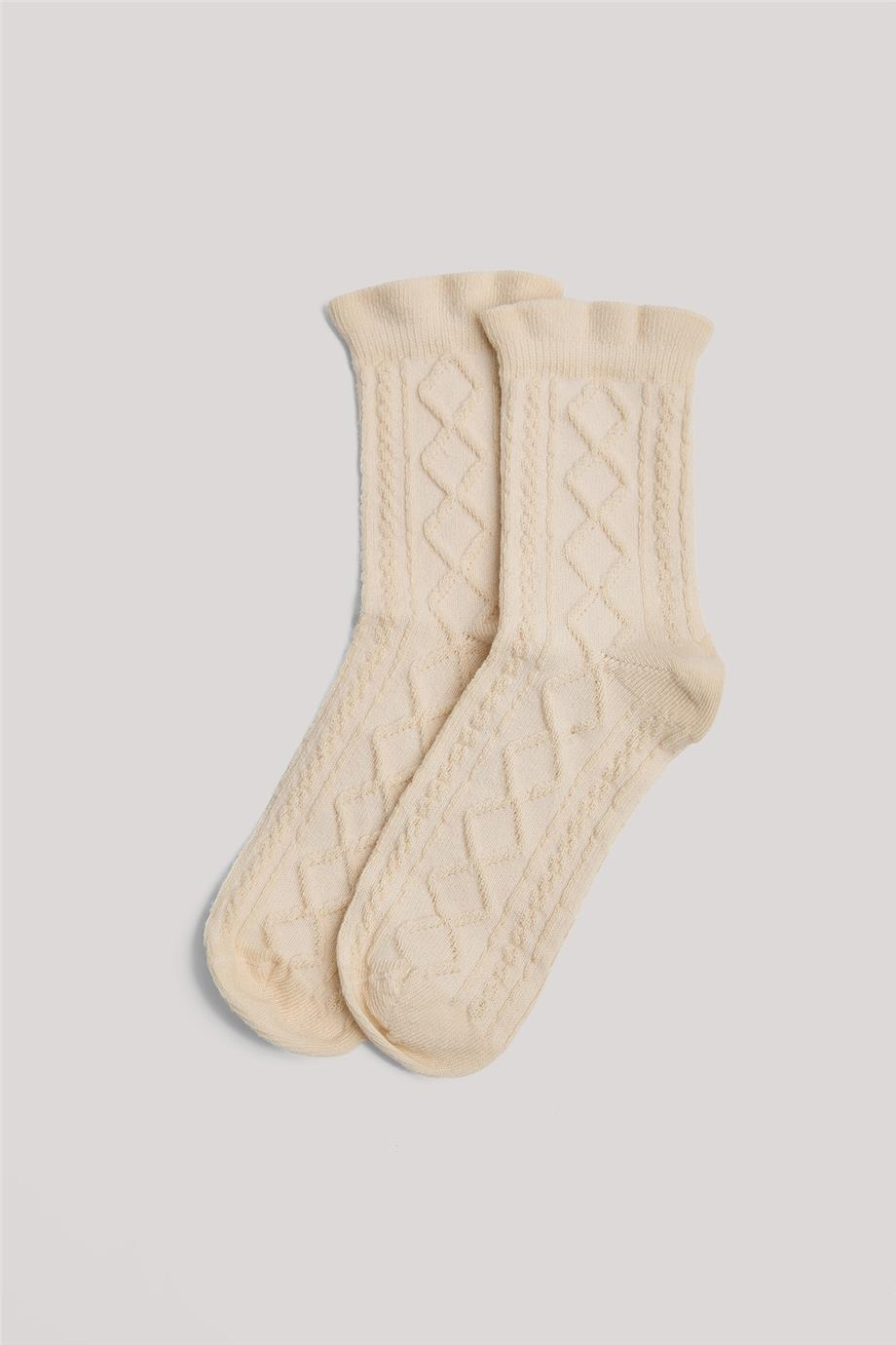 Tyess Kız Çocuk Ekru ÇorapTyess Kız Çocuk Ekru Çorap