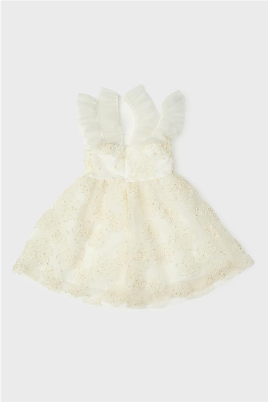Tyess Kız Çocuk Ekru Elbise