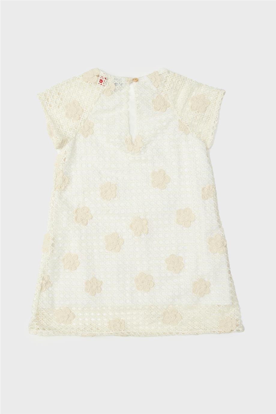 Tyess Kız Çocuk Ekru Elbise