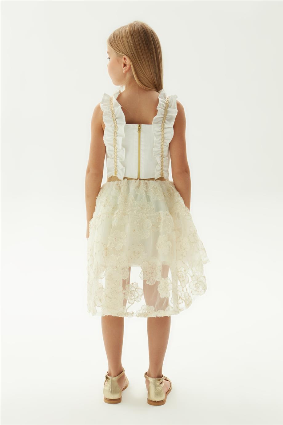 Tyess Kız Çocuk Ekru Etek