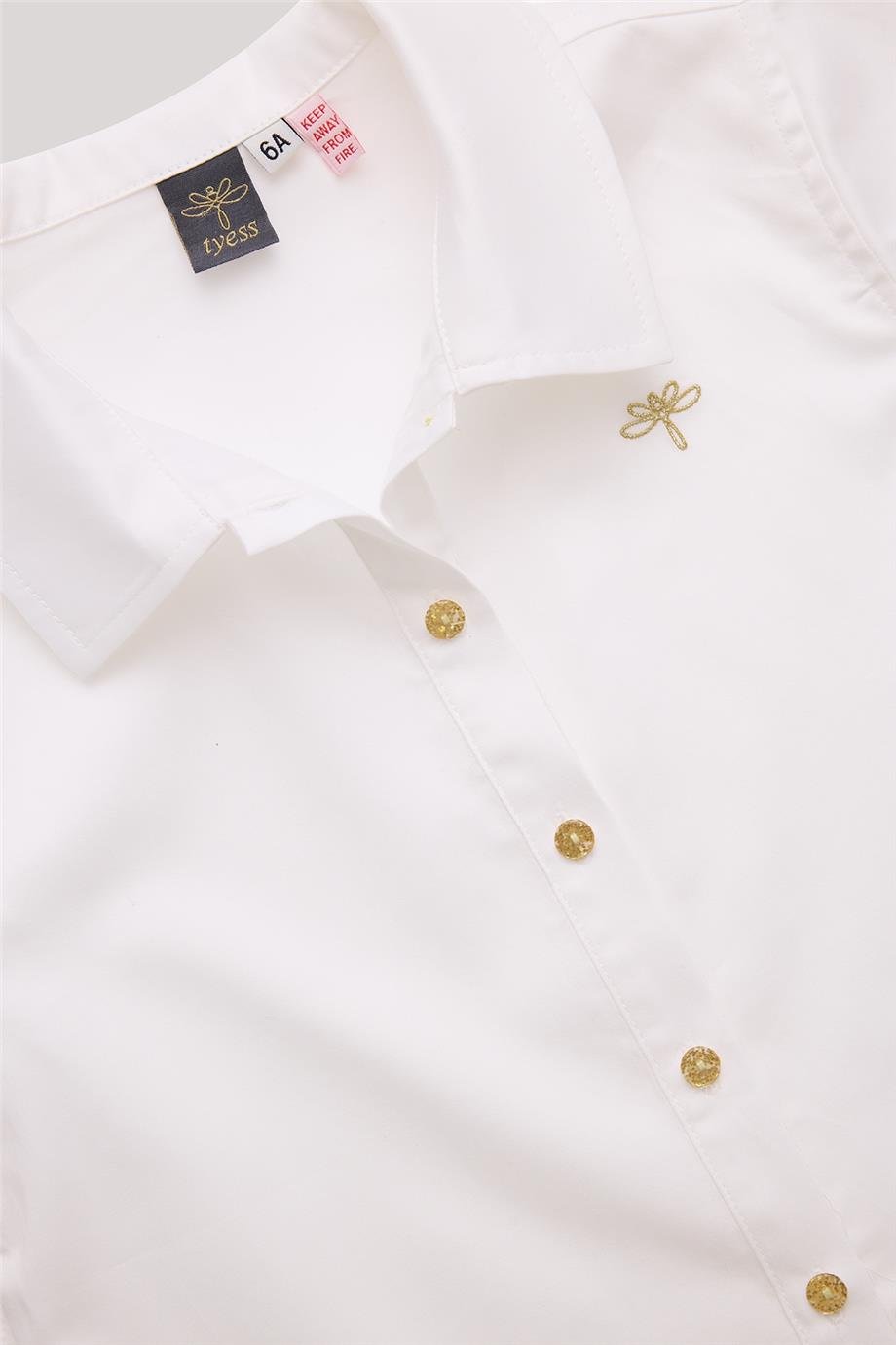 Tyess Kız Çocuk Ekru Gömlek