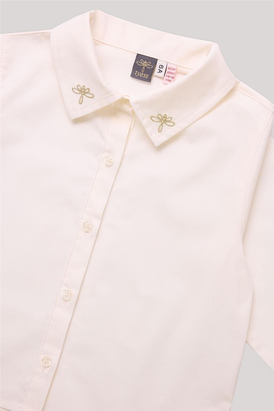 Tyess Kız Çocuk Ekru Gömlek