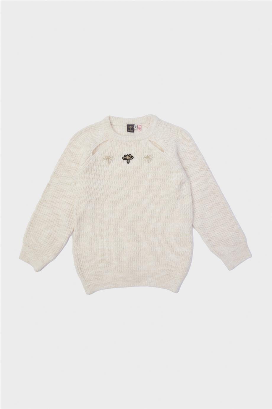 Tyess Kız Çocuk Ekru Kazak