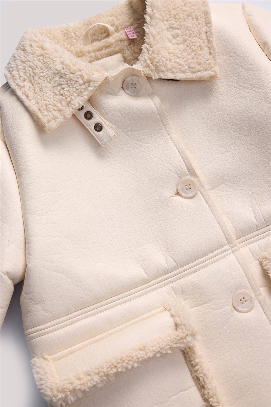 Tyess Kız Çocuk Ekru Mont