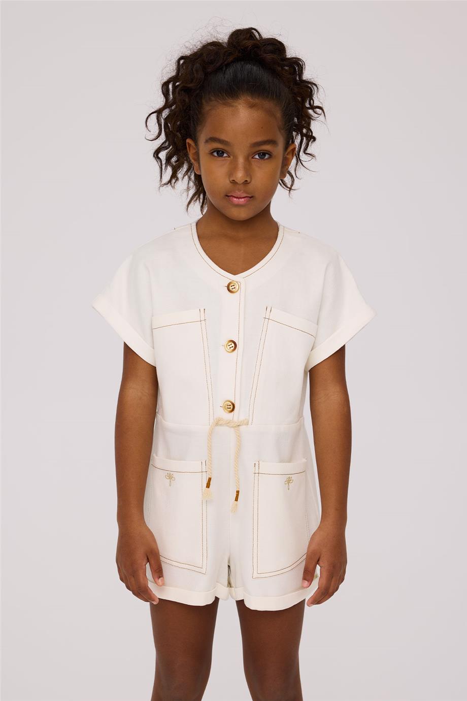 Tyess Kız Çocuk Ekru TulumTyess Kız Çocuk Ekru Tulum