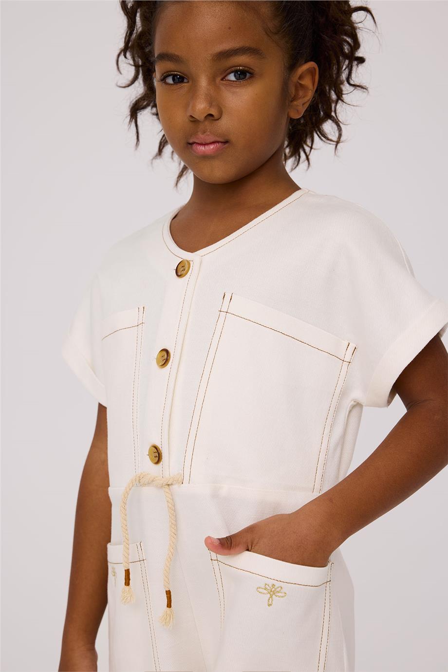 Tyess Kız Çocuk Ekru TulumTyess Kız Çocuk Ekru Tulum