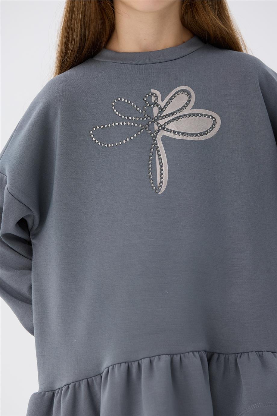 Tyess Kız Çocuk Gri Elbise