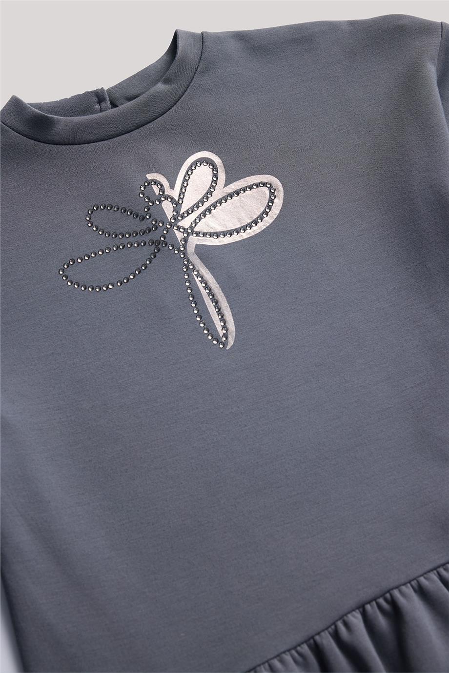 Tyess Kız Çocuk Gri Elbise