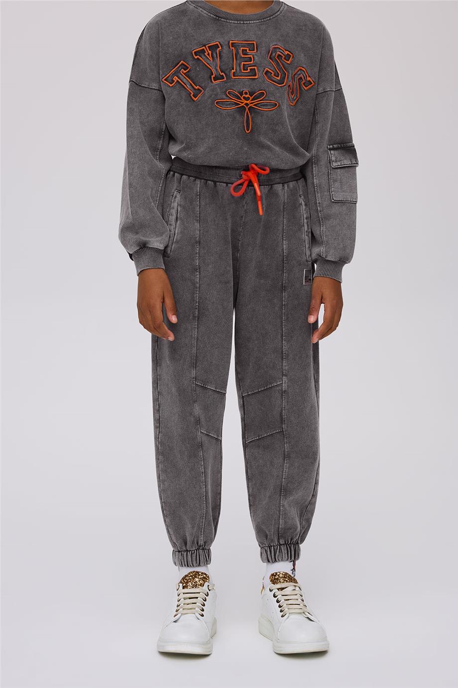 Tyess Kız Çocuk Gri Melanj Eşofman AltıTyess Kız Çocuk Gri Melanj Eşofman Altı