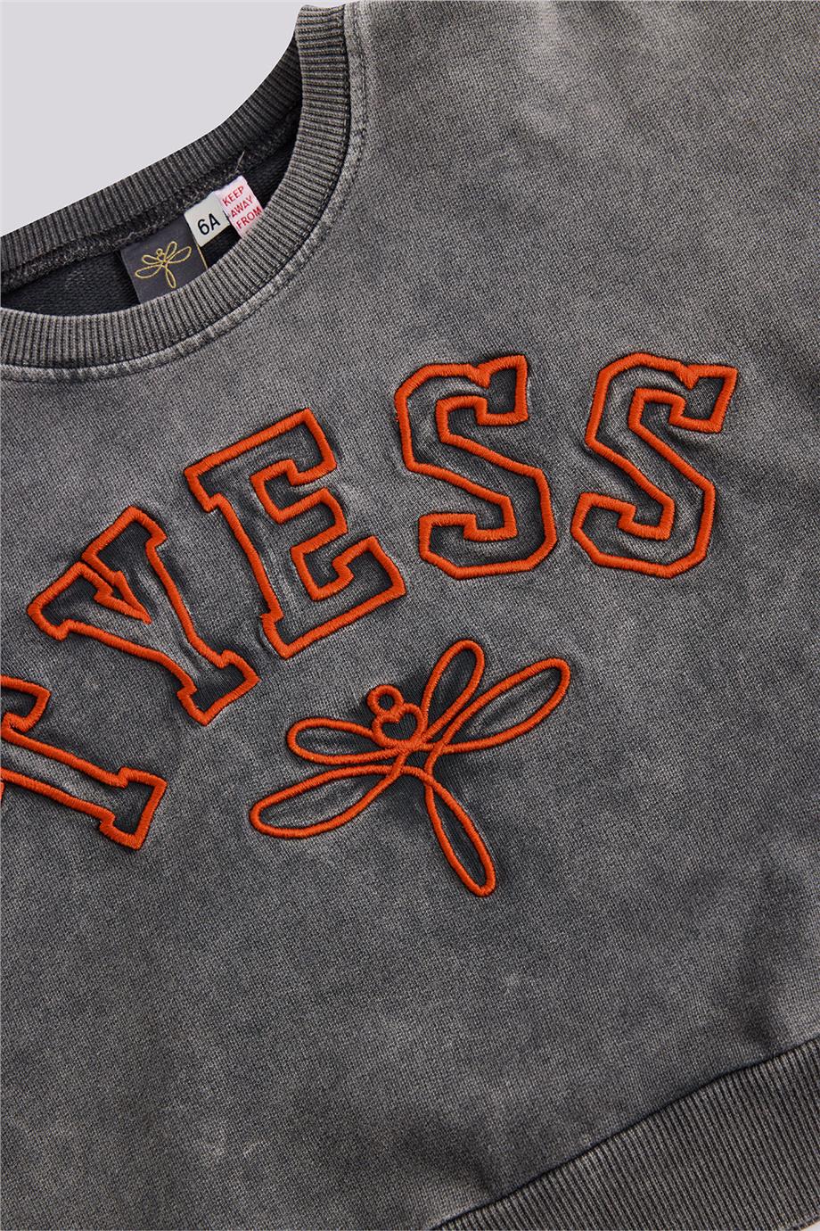 Tyess Kız Çocuk Gri Melanj SweatshirtTyess Kız Çocuk Gri Melanj Sweatshirt