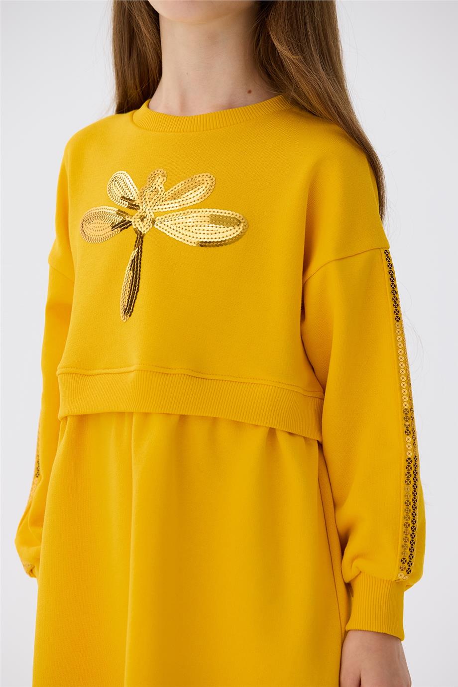 Tyess Kız Çocuk Hardal Elbise