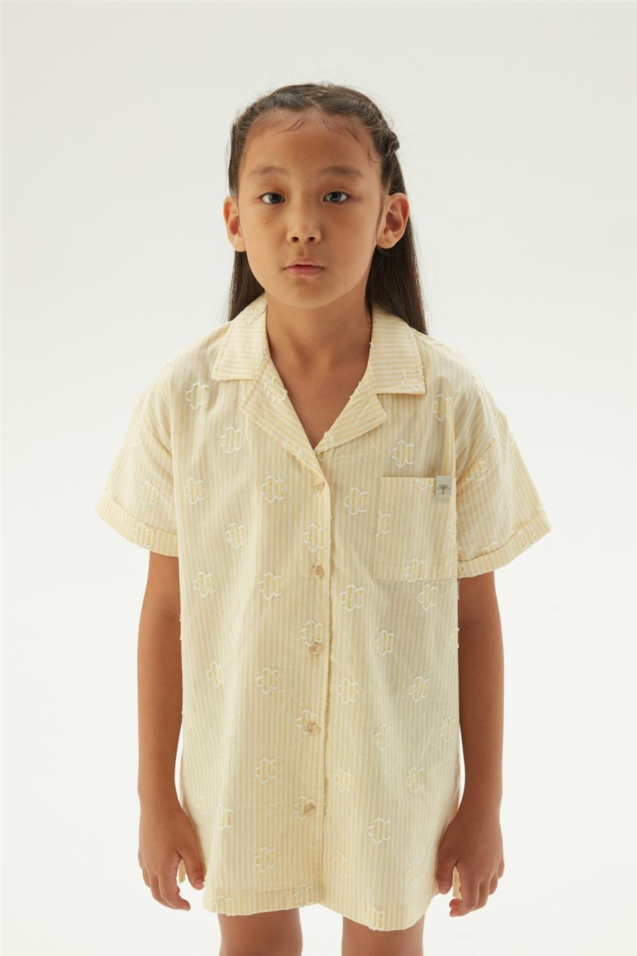 Tyess Kız Çocuk Sarı Pijama Elbise