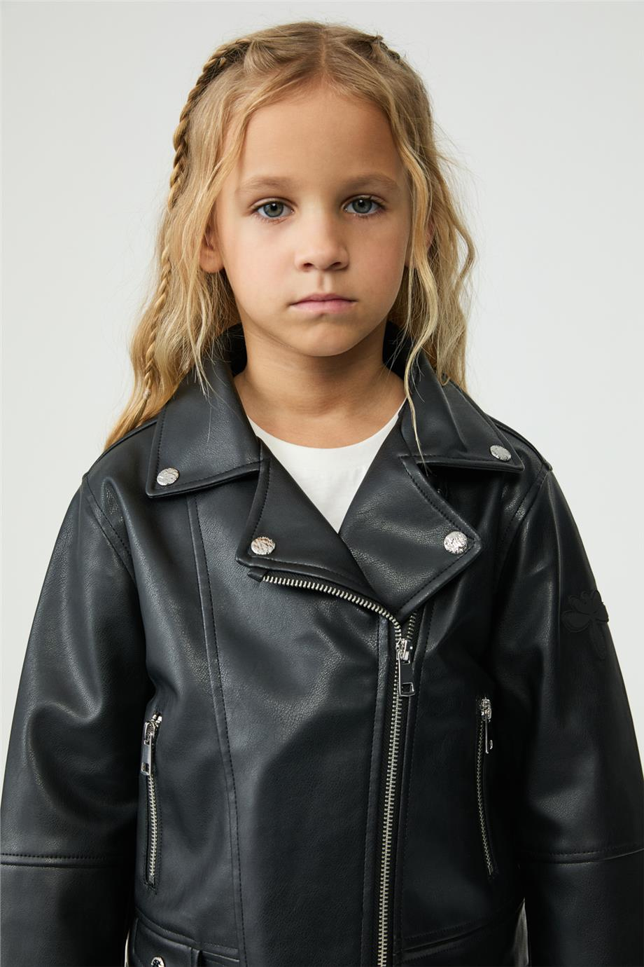 Tyess Girl Black Leather JacketTyess Girl Black Leather Jacket