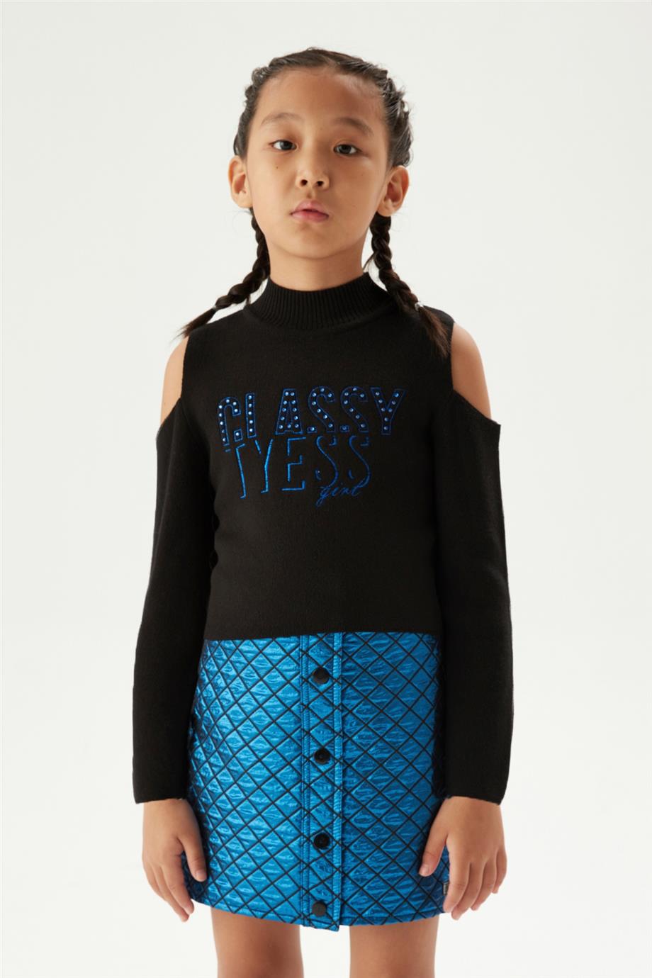 Tyess Kız Çocuk Siyah Kazak