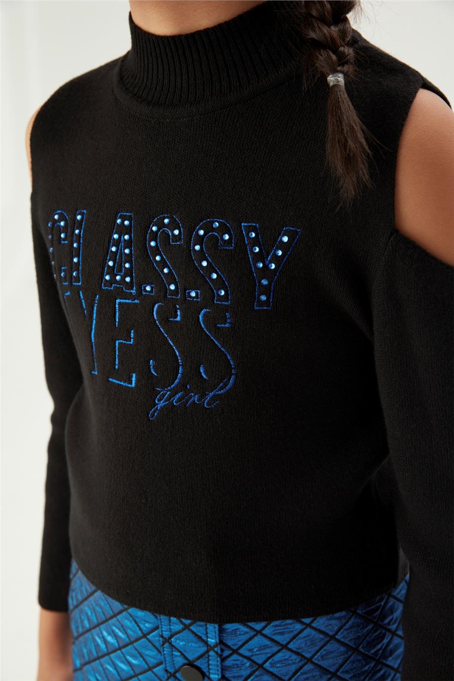 Tyess Kız Çocuk Siyah Kazak