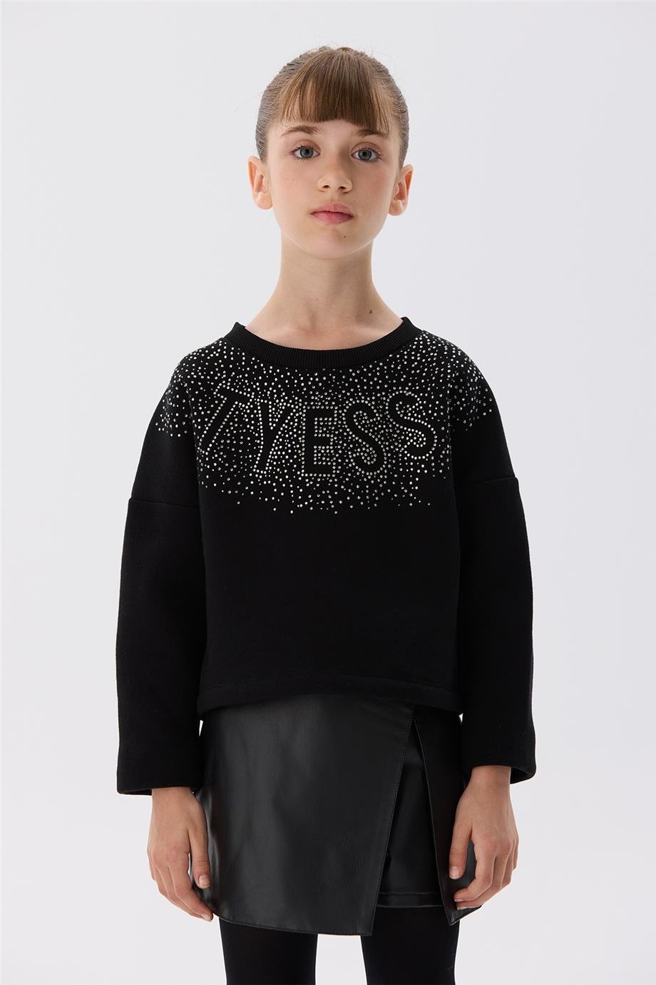 Tyess Kız Çocuk Siyah Sweatshirt